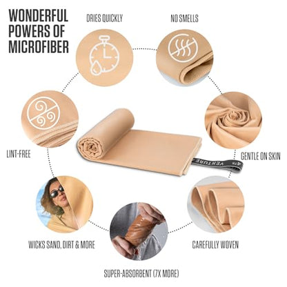 VENTURE 4TH Quick Dry Microfiber Towel for Camping & Gym - Beige XL - color: Beige, size: 72.00" x 31.50"