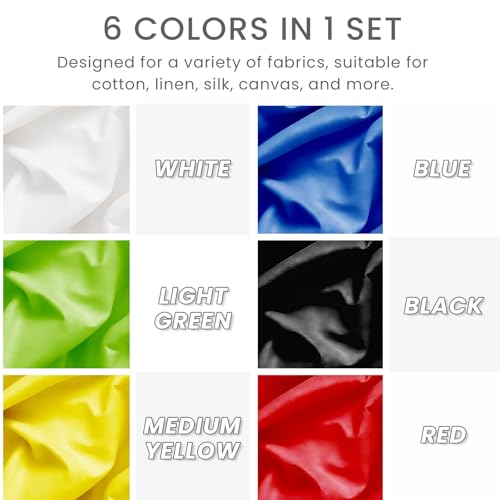 6 Colors 4-Oz Fabric Screen Printing Ink Set | Permanent Fabric Paints for T-Shirt and Silk Printmaking
