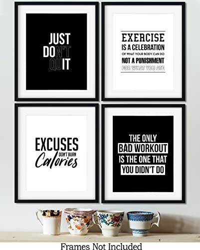 Govivo Motivational Wall Art - Gym Wall Decor Set of 4-11x14 Unframed Prints - Inspirational Quotes Home Decor for Gym Man Cave Weight Room Office Exercise Fitness Workout - size: 11x14 inches