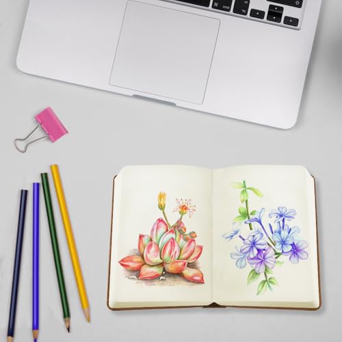 Mifuner Small Rectangle 3.5x5.5 200 Sheets 105gsm Mini Notebooks Blank Pages Sketchbooks Pocket Paint Writing Diary Memo PU Leather Cover Brown - color: 105gsm-PU Cover-Brown