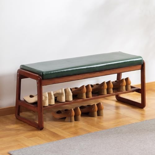 latifolia Shoe Rack Bench, Entryway Bench with Cushion(Green,39.70''L) - color: Green, size: 39.37''L