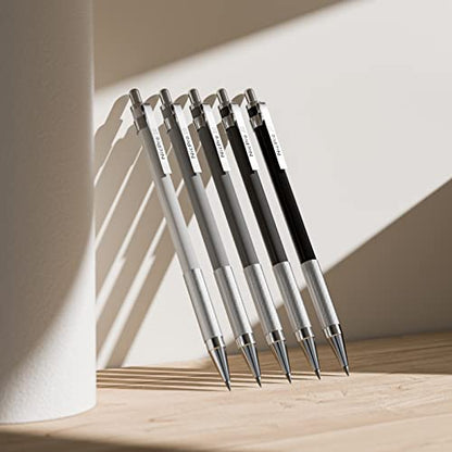 Nicpro 17PCS Metal 2mm Mechanical Pencil Set in Leather Case, 5 PCS 2.0 mm Lead Pencil Holders (4B 2B HB 2H 4H) 6 Tube Black Colored Lead Refills, Erasers, Sharpener For Art Drafting Sketching Drawing | Mechanical Pencil Pack, 5 PCS Lead Pencils, 6 Tubes
