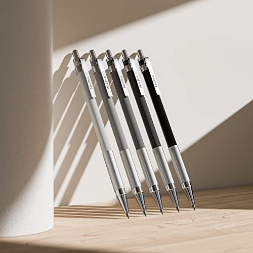 Nicpro 17PCS Metal 2mm Mechanical Pencil Set in Leather Case, 5 PCS 2.0 mm Lead Pencil Holders (4B 2B HB 2H 4H) 6 Tube Black Colored Lead Refills, Erasers, Sharpener For Art Drafting Sketching Drawing | Mechanical Pencil Pack, 5 PCS Lead Pencils, 6 Tubes