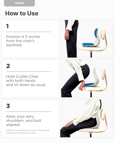 curble Wider – Ergonomic Desk Chair Seat Cushion, Everyday Passive Posture Trainer for Work from Home, Office & Car, Breathable Lumbar Support - color: Blue
