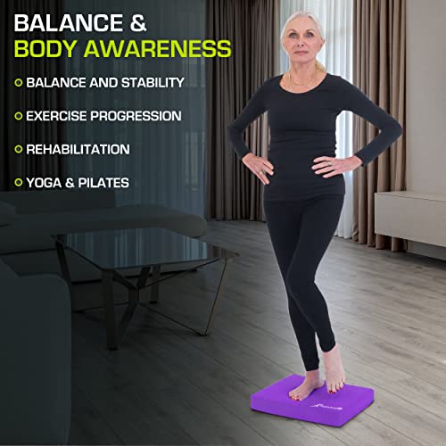 ProsourceFit Exercise Balance Pad, Non-Slip Cushioned Foam Mat & Knee Pad for Fitness and Stability Training, Yoga, Physical Therapy - color: PURPLE, size: 15x12