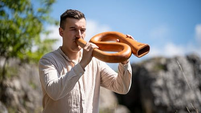 S-shaped Professional Didgeridoo for Meditation, Sound Healing Therapy, Yoga and Circular Breathing — NOT MADE IN CHINA — Mahogany Wood, 2-YEAR WARRANTY - style: S-shape, note C