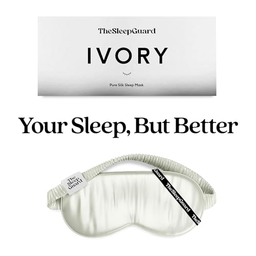 TheSleepGuard Pure Silk Sleep Mask [100% 6A Mulberry Silk, 22 Momme] Light Blocking Travel Essentials. Eye Masks for Sleeping. Black Oeko-Tex Blindfold. Eye Covers for Men & Women - color: Ivory White