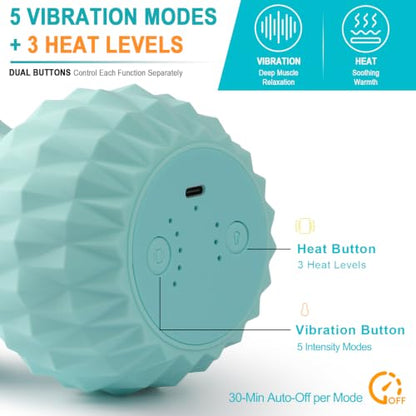 HODEMI Vibrating Peanut Massage Ball with Heat, Deep Tissue Trigger Point Massager for Back, Neck & Spine, Double Lacrosse Design for Myofascial Release & Muscle Relaxation