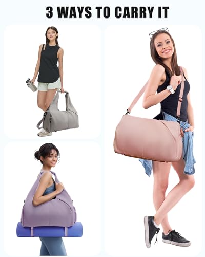 RHDZO Gym Bag for Women with Shoe and Wet Compartments, Yoga Mat Holder - color: Black