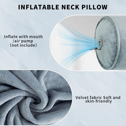 ONTYZZ Inflatable Round Neck Pillow Cervical Roll Pillow, 4.9 * 14.96 inch - color: Grey, size: Short Round (1-Pack)
