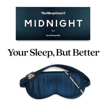 TheSleepGuard Pure Silk Sleep Mask [100% 6A Mulberry Silk, 22 Momme] Light Blocking Travel Essentials. Eye Masks for Sleeping. Black Oeko-Tex Blindfold. Eye Covers for Men & Women - color: Midnight Navy