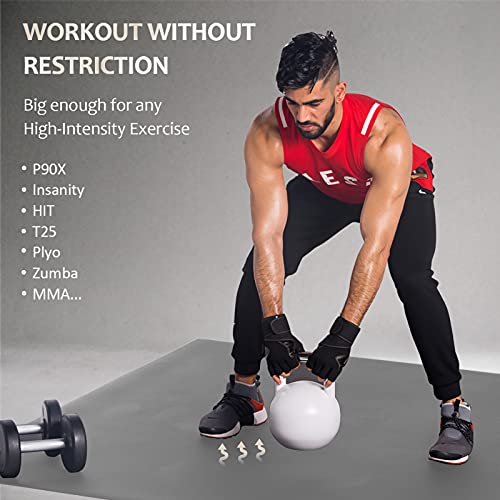 GXMMAT Large Exercise Mat 6'x4'/6'x5'/6'x6'(7mm) | High-Density Wide Workout Mats for Home Gym & Garage Flooring,Non-Slip Thick Cardio Mat for MMA,Weights,Fitness,Shoe-Friendly - color: Grey Cool, size: 6*4 FT