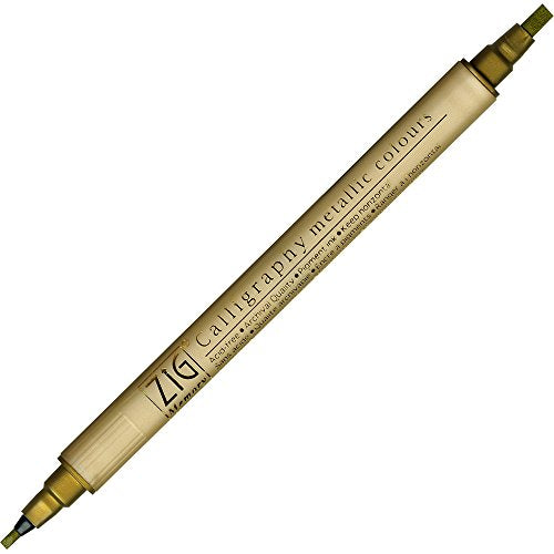 Kuretake Zig Memory System Twin Marker, Writer Metallic Colors, Gold (MS-8400-101)