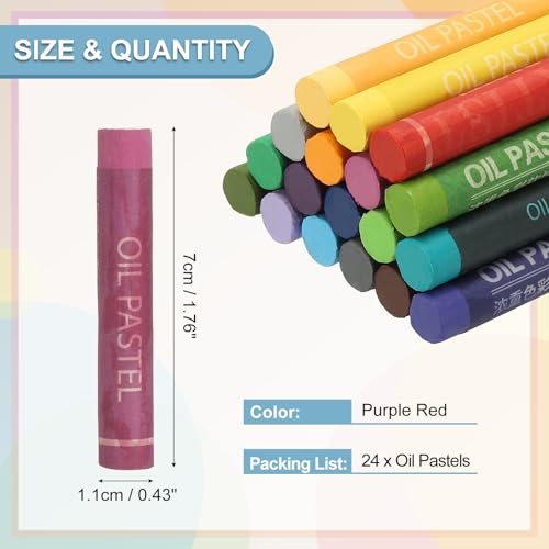 PATIKIL Purple Red Oil Pastels, 24Pcs Soft Oil Crayons Creamy Pastels Stick Art Supplies for Art Painting Drawing Blending Graffiti for Drawing Beginners Artists - color: Purple Red