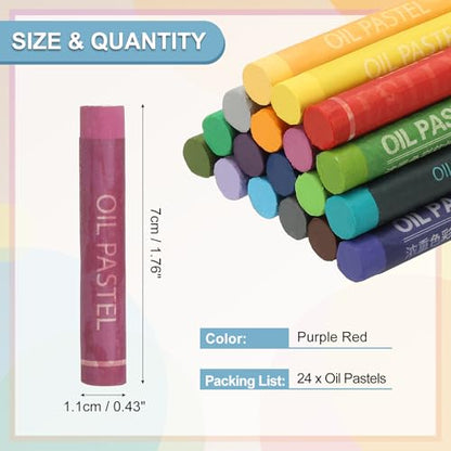 PATIKIL Purple Red Oil Pastels, 24Pcs Soft Oil Crayons Creamy Pastels Stick Art Supplies for Art Painting Drawing Blending Graffiti for Drawing Beginners Artists - color: Purple Red