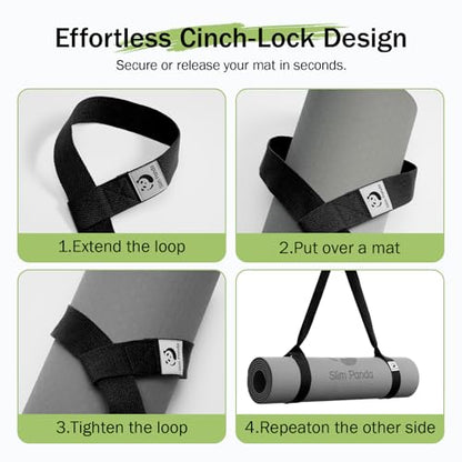 Slim Panda Yoga Mat Straps for Carrying, Adjustable Yoga Mat Carrier Sling Fits All Mats(Mat Not Included) - color: Black, size: 72 inches