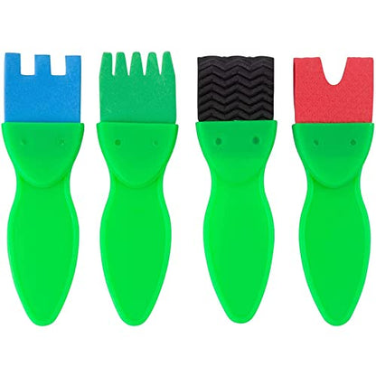 Paint Brush Art Kit for Kids - 36-Piece, Transparent Foam - Foam Brushes, Rollers & Stamps Painting Set with Apron for Crafts & Art Supply