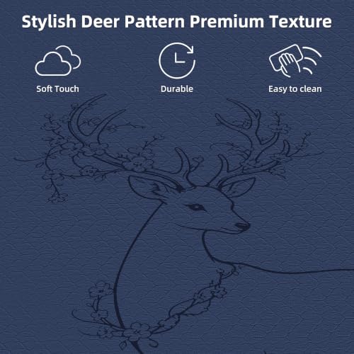 HAHE Extra Wide Yoga Mat, 75"x 32" POE Deer Print Exercise & Fitness Mat | 8mm Thick Large Yoga Mats for Men & Women, Pilates Mat for Home Workout, Non Slip Exercise Mats with Carry Strap - color: Sea blue