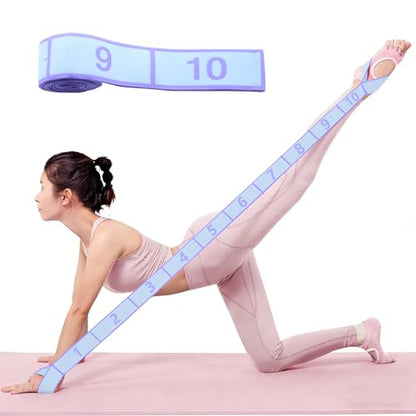 Yoga Strap 8 Loop, Adjustable Stretching Strap For Yoga Ballet Gymnastics, Multi Loop Yoga Belt - color: Blue-purple little person style