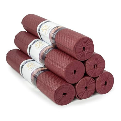 Voyage 5mm Studio Yoga Mats, 6 Pack, 72x24in | Extra Long, Anti-Tear Exercise Mats for Workout, Stretching, Fitness - Non Slip Gym Mats for Home, Schools and Studios - color: Burgundy