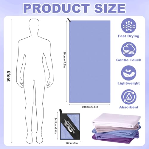 Tudomro 5 Pcs Microfiber Gym Towels Quick Dry Camping Towel for Women Men Gym Sweat Sports Towel for Yoga Tennis Running Swimming Exercise Working Out(Purple,23.6 x 47.2 '') - color: Purple, size: 23.6 x 47.2 ''