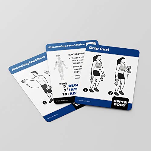 QUICKFIT Dumbbell Exercise Cards - Fitness Playing Cards with Over 50 Dumbbell Workouts - 2.5" x 3.5" (Standard Playing Card Size)