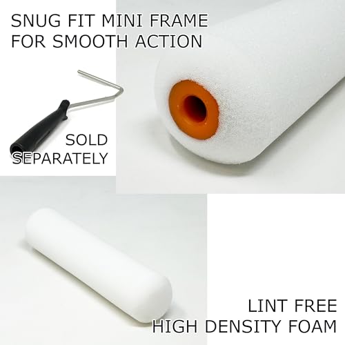 Allgala Foam Paint Roller, 12 Pack 4 inch Shedless High Density Foam Mini Paint Roller Cover for Trim Wall Funiture Doors Cabinets, Cupboards - size: 4" Foam (Pack of 12)
