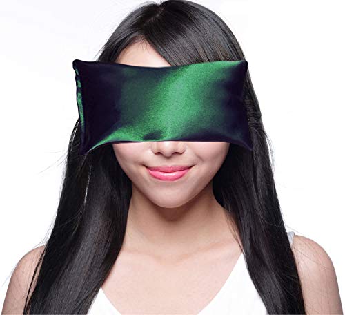 Lavender Eye Pillow - Hot Cold Weighted Eye Pillows for Relaxation, Sleep, Stress, Migraine Relief, Yoga - Aromatherapy Gifts for Women, Birthday, Teachers, Made in USA by Happy Wraps - Emerald - color: Emerald