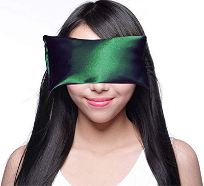 Lavender Eye Pillow - Hot Cold Weighted Eye Pillows for Relaxation, Sleep, Stress, Migraine Relief, Yoga - Aromatherapy Gifts for Women, Birthday, Teachers, Made in USA by Happy Wraps - Emerald - color: Emerald