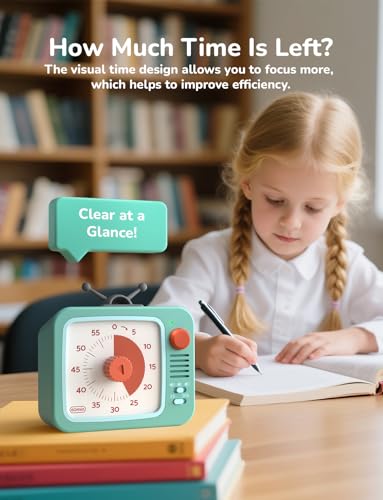 LIORQUE Visual Timer for Kids with Pause, 60 Minute Countdown Timer, Green - color: White+green