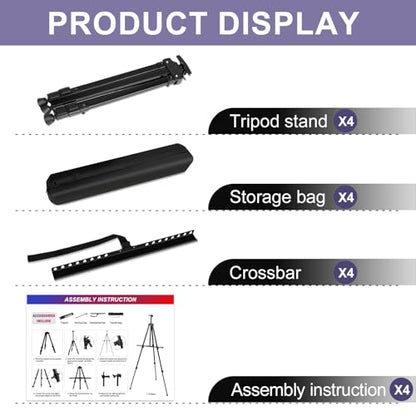 AROIC 4 Pack Painting Display Easel Stand Portable Adjustable | Metal Tripod Artist Canvases Height from 20 to 66 In Extra for Table-Top/Floor, Draw and Display, Black with 4 Storage Bag - style: 4P