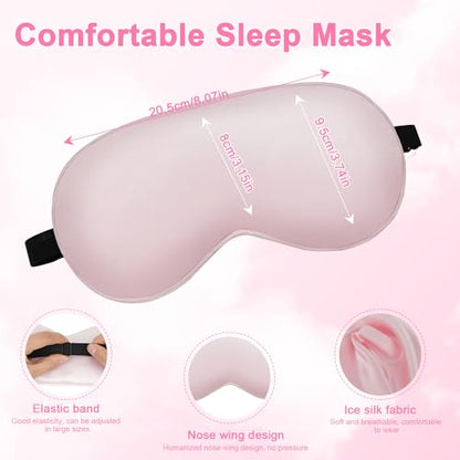 Sleep mask w/Cooling Gel Eye Mask, 2Packs Heated Eye Mask for Sleeping, Reusable Ice Silk Blackout Eye Cover Sleeping Mask for Travel, Home, Office, Yoga, Stocking Stuffers (Black+Pink) - color: Black & Pink
