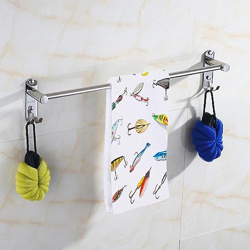 Pehede Fish and Bait Bath Hand Towel Different Fishing Baits Soft Absorbent Hand Towels for Bathroom Kitchen Beach Spa Gym Yoga Swim Home Decor 15x30 in - color: Fish and Bait Bath