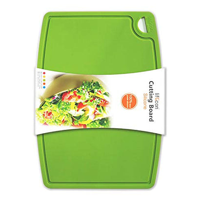 Liflicon Thick Silicone Cutting Board 12.6'' x 9.1'' Juice Grooves Easy Grip Handle Dishwasher Safe-Green - color: Green, size: 12.6"L x 9.1"W