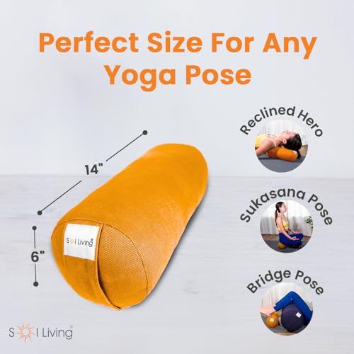 Pranayama Yoga Bolster Meditation Pillow - color: Tango, size: Cylindrical 14" x 6"