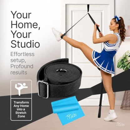 Leg Stretcher Strap with Door Anchor and Resistance Band, Splits Trainer | Home Flexibility Trainer for Splits, Ballet, Dance, Cheer, Yoga, Gymnastics, Pole and Taekwondo, Kids to Adults, All Levels - color: Classic Black