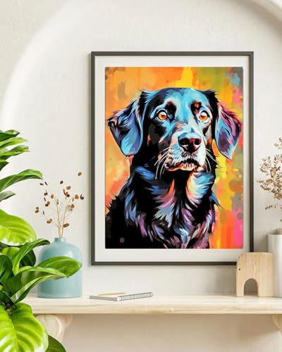 TOCARE Black Labrador Paint by Numbers Kit for Adults, Dog Paint by Number Adult Canvas,Adults' Paint-by-Number Kits for Dog Lovers 16x20inch (Without Framed) - color: TC-OPC-142