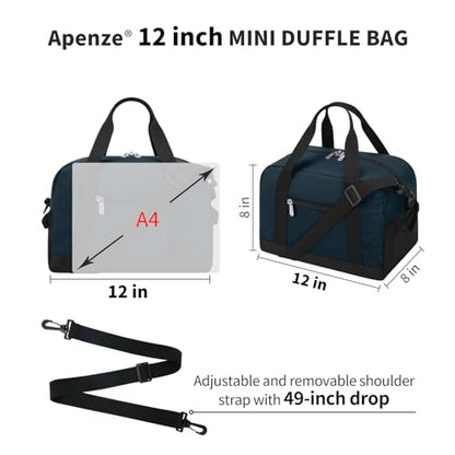 Apenze Small Gym Bag,12 inch Carry On Bag - color: Navy Blue, size: 12 inch