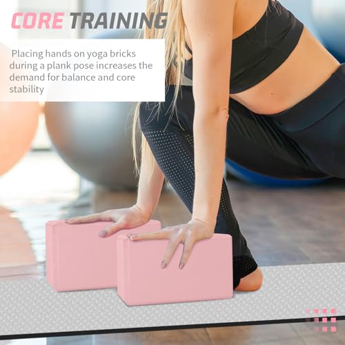 biguphate 2 Pack Yoga Blocks, 3"x6"x9" Beveled Edges Non-Slip, Yoga Bricks - color: 2PACK-369-Light Pink, size: 9x6x3IN