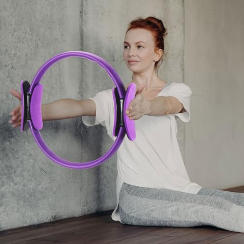 Syhood Pilates Ring 11. 81 Inch Pilates Circle Yoga Ring Magic Lightweight Flexible Workout Equipment for Fitness Physical Therapy Resistance Exercise Arms Legs - color: Purple