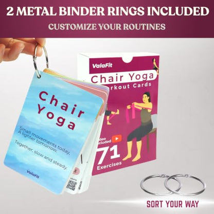 [Large Print Cards] Chair Yoga for Seniors Over 60; 71 Poses & QR Videos