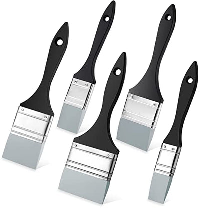 5 Pieces Silicone Paint Brush Set for Craft Color Shaper Tool Silicone Brushes Pointed Edged Solid Flat Flexible Acrylic and Water Based Painting Tool, 1 ", 1.5 ", 2 ", 2.5 ", 3 "