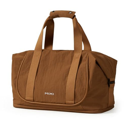 mixi Travel Tote Bag for Women Large Expandable Travel Bag Waterproof Lightweight Carry On Personal Item Handbag - color: Brown