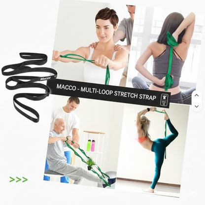 Fabric Stretch Strap for Physical Therapy & Yoga, Non-Elastic Loop Strap for Flexibility, Mobility & Rehab, Full Body Stretching Aid