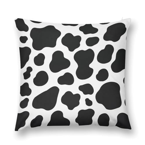 Animal Cow Print White Black Spot Throw Pillow Covers 18x18 Inch - color: Animal Cow Print White Black Spot