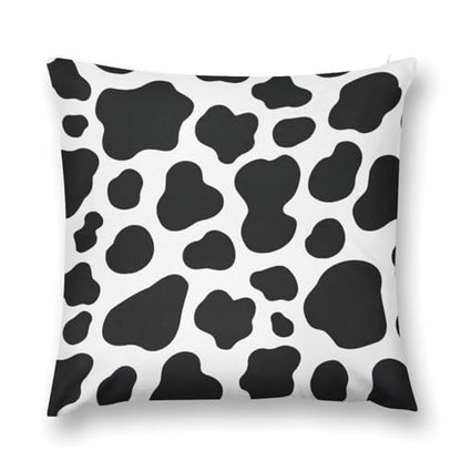 Animal Cow Print White Black Spot Throw Pillow Covers 18x18 Inch - color: Animal Cow Print White Black Spot
