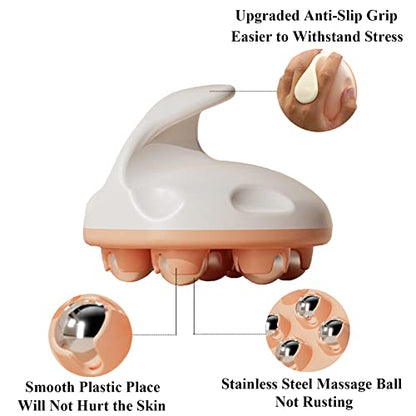 WMM Hand Held Massager, Full Body Massage Tool with Roller Ball Massager Manual 360-degree-roller for Muscle Back Neck Joint Foot Shoulder Leg Pain Relief with Portable Design - color: Blue