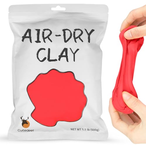 Cutedeer Red Air Dry Clay, 1.1lb Foam Modeling Clay, Soft Squishy Molding for Kids Adults, Arts & Crafts Project Slime Supplies(1.1lb - 1 Pack, Red) - color: Red, size: 1.1lb - 1 PACK