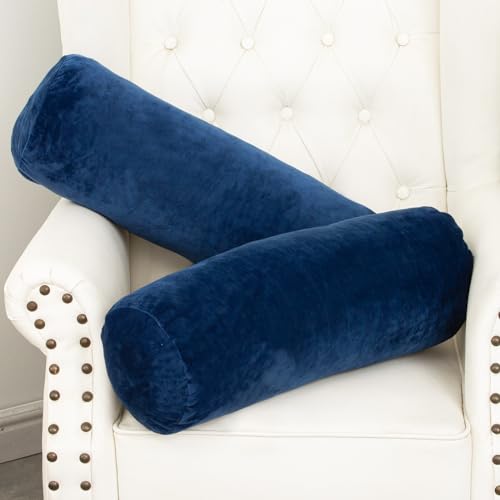 1 MIDDLE ONE Body Pillow, Memory Foam Body Pillows for Adults Sleeping, Decorative Bolster Pillow for Bed & Couch, Long Cylinder Tube Round Pillow, 24x7.87 Inches, Set of 2 (Navy Blue) - color: Navy Blue