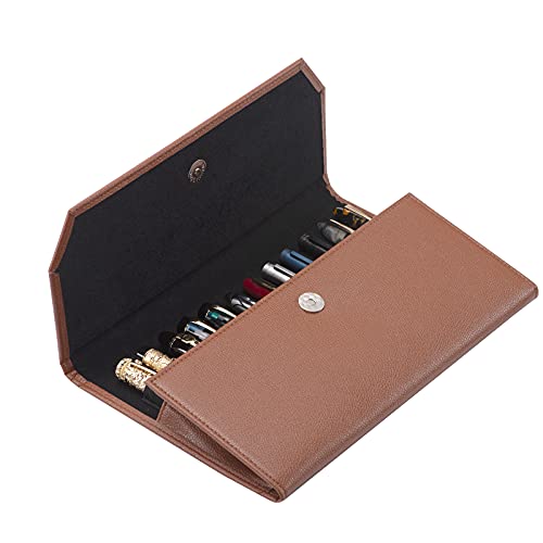 Lanxivi Fountain Pen Case Black Gray Coffee Style PU Leather 48 12 - color: Coffee-12 Slot